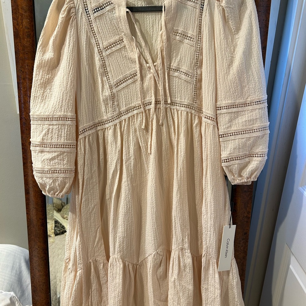 Calvin Klein Beige Textured Dress